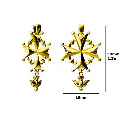 Huguenot Cross Pendant Gold Vermeil - Zafari Studio Jewelry